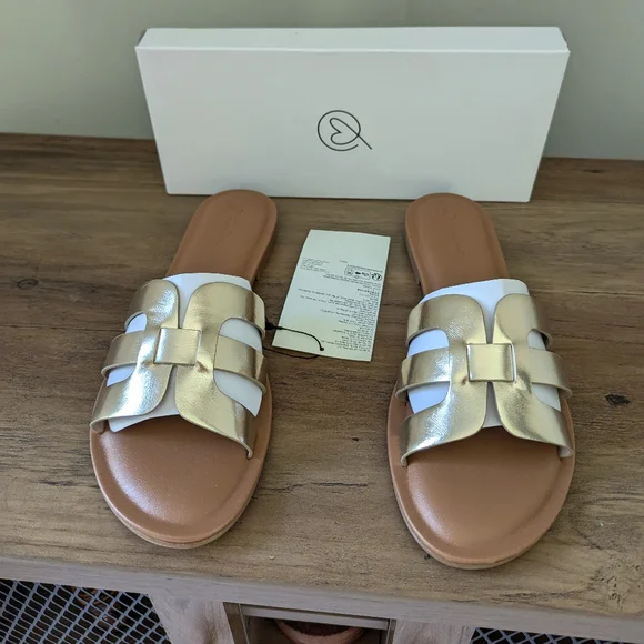 The Drop Monika Gold Faux Leather Sandals - Picture 8 of 10